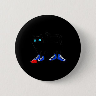 Badge Rond 5 Cm Harris Chat Portant une toile bleue Chaussures Éch