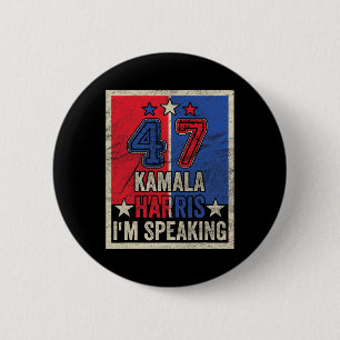 Badge Rond 5 Cm Harris I'm Speaking Citation de la campagne présid