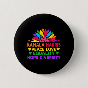 Badge Rond 5 Cm Harris Peace Love Equality Hope Diversity