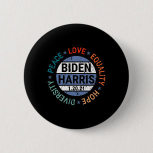 Badge Rond 5 Cm Harris Peace Love Equality Hope Diversity Janvier