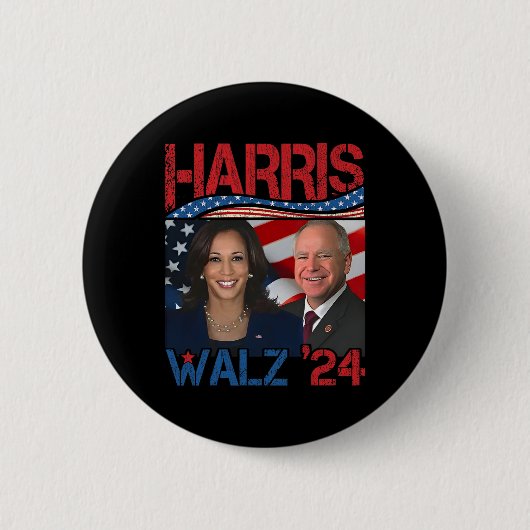Badge Rond 5 Cm Harris Tim Walz Waltz 3 (Devant)
