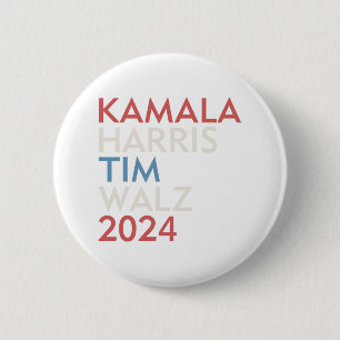 Badge Rond 5 Cm Harris Tim WAlzheimer 2024 Style Vintage Texte Wal