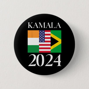 Badge Rond 5 Cm Harris Vote 2024 Drapeau de l'Inde et de la Jamaïq