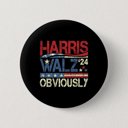 Badge Rond 5 Cm Harris W Évidemment ! Harris Waltz 2024 Election (Devant)