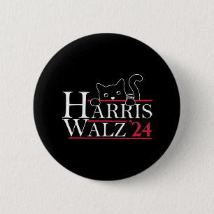 Badge Rond 5 Cm Harris Waltz 2024 Drôle Chat Lady Kamala Harris Ti