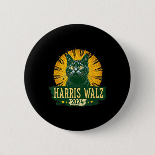 Badge Rond 5 Cm Harris Waltz 2024 Humour Cat Election Kamala Harri
