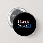 Badge Rond 5 Cm Harris Waltz 2024 Vice-président Kamala Harris Tim (Devant & derrière)