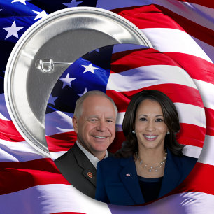 Badge Rond 5 Cm Harris Waltz Photo 2024 - Kamala Harris Tim Waltz