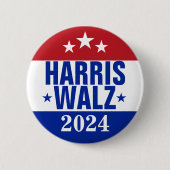 Badge Rond 5 Cm Harris Walz 2024 Campagne Rouge Bleu (Devant)