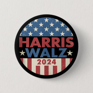 Badge Rond 5 Cm Harris Walz 2024 Election Kamala Harris Tim Waltz