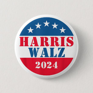 Badge Rond 5 Cm Harris Walz 2024 Élection Kamala Harris Tim Waltz