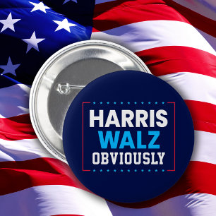 Badge Rond 5 Cm Harris Walz 2024 Évidemment