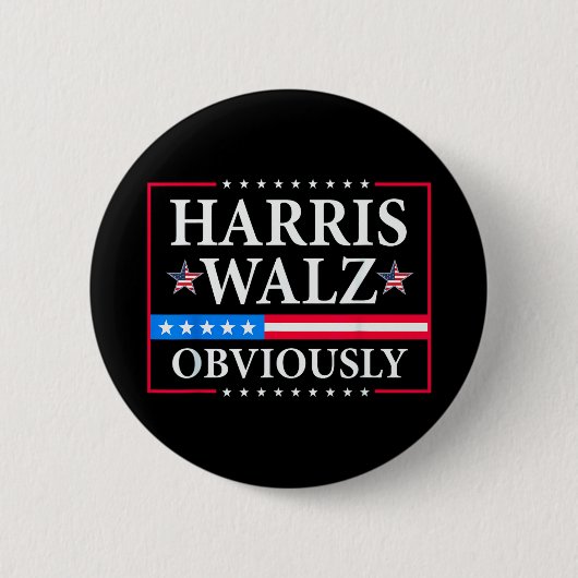 Badge Rond 5 Cm Harris Walz 2024 Évidemment | Tim Walz (Devant)