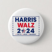 Badge Rond 5 Cm Harris Walz 2024 | Harris Walz (Devant)