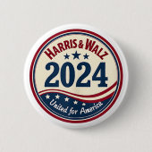 Badge Rond 5 Cm Harris Walz 2024 Kamala Harris Tim Waltz USA Drape (Devant)