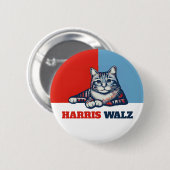 Badge Rond 5 Cm Harris Walz 2024 Manifestement Chat (Devant & derrière)