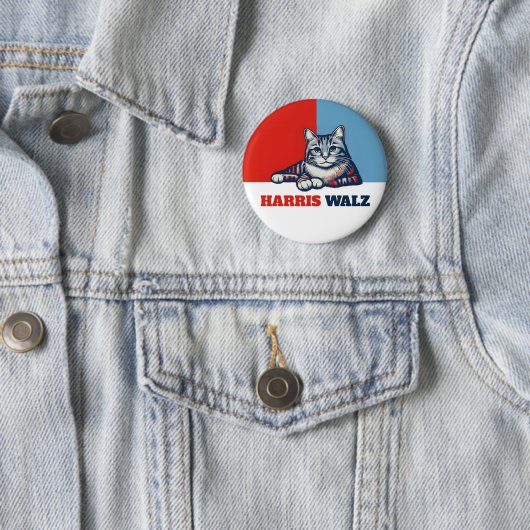 Badge Rond 5 Cm Harris Walz 2024 Manifestement Chat (En situation)