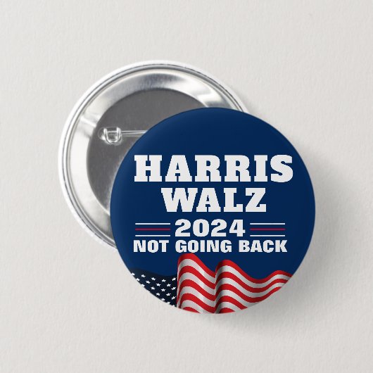 Badge Rond 5 Cm Harris Walz 2024 | Vote démocrate (Devant & derrière)