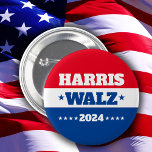 Badge Rond 5 Cm Harris Walz | Campagne Tim Walz 2024 bleu rouge<br><div class="desc">Harris Walz 2024 Campagne Blue Red</div>