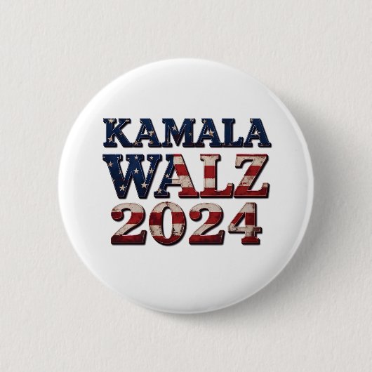 Badge Rond 5 Cm Harris Walz Élection 2024 Kamala Tim Waltz (Devant)