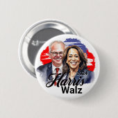Badge Rond 5 Cm Harris Walz Élection Présidentielle 2024 (Devant & derrière)