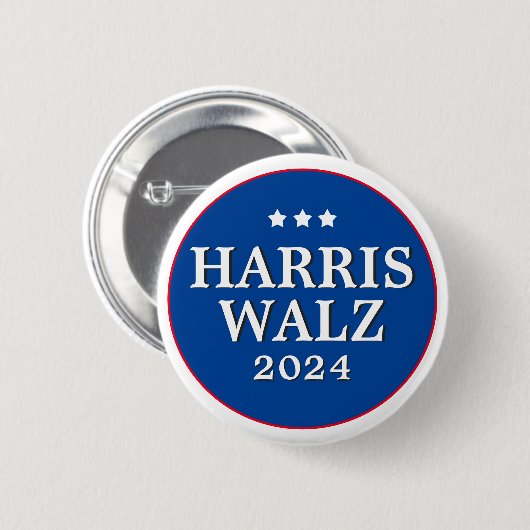 Badge Rond 5 Cm Harris Walz Vote 2024 Democrat Election (Devant & derrière)