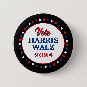 Badge Rond 5 Cm Harris Walz Vote 2024 Democrat Election