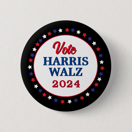 Badge Rond 5 Cm Harris Walz Vote 2024 Democrat Election (Devant)