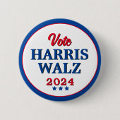 Badge Rond 5 Cm Harris Walz Vote 2024 Democrat Election (Devant)