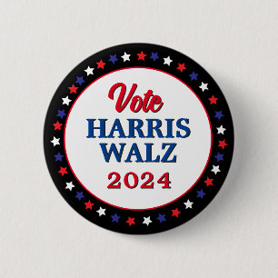 Badge Rond 5 Cm Harris Walz Vote 2024 Democrat Election