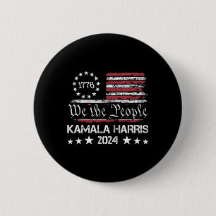 Badge Rond 5 Cm Harris We The People I'm With Her Usa Flag 1