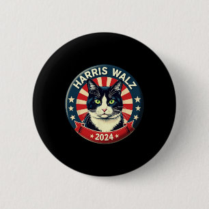 Badge Rond 5 Cm Harris Wheimer 2024 Funny Cat Election Kamala Harr