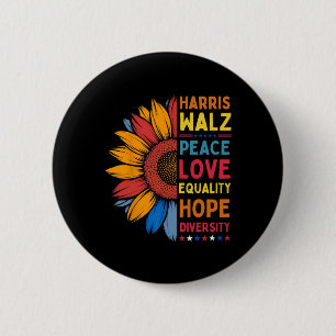 Badge Rond 5 Cm Harris Wheimer Paix Aimer Égalité Espoir Diversité