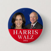 Badge Rond 5 Cm Harris Wlaz 2024 Kamala Harris Tim Walz (Devant)
