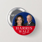 Badge Rond 5 Cm Harris Wlaz 2024 Kamala Harris Tim Walz (Devant & derrière)