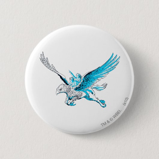Badge Rond 5 Cm Harry et Hermione sur un Hippogriff (Devant)