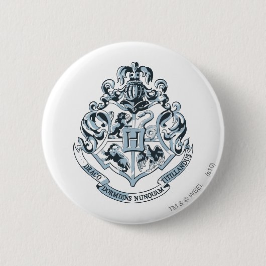 Badge Rond 5 Cm Harry Potter | Cimier de Poudlard - Bleu (Devant)