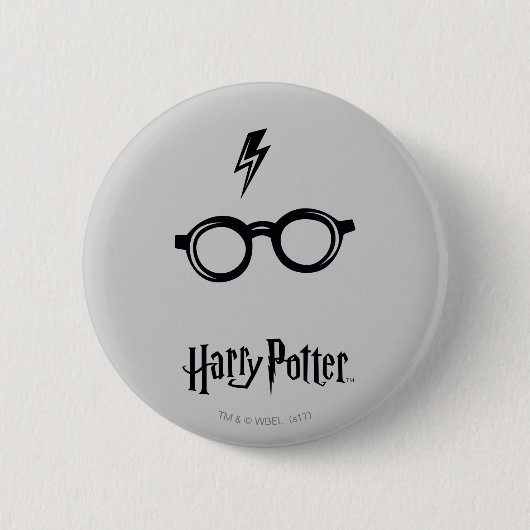 Badge Rond 5 Cm Harry Potter | Éclair de voiture et lunettes (Devant)