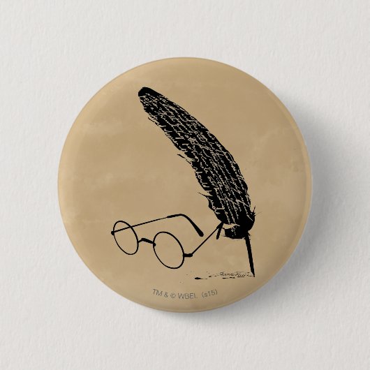 Badge Rond 5 Cm Harry Potter | Lunettes et plume (Devant)