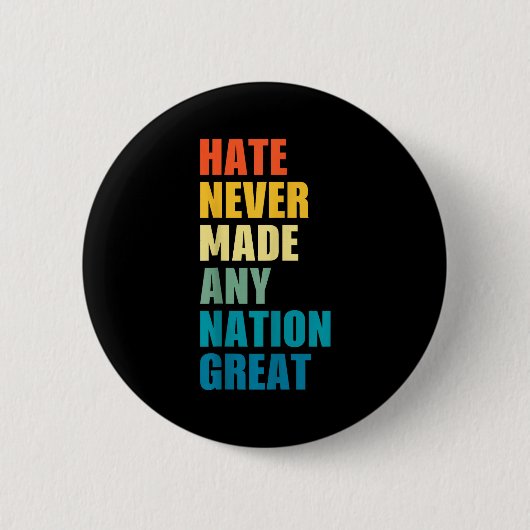 Badge Rond 5 Cm Hate Never Made Any Nation Great Anti-trump 2020 E (Devant)
