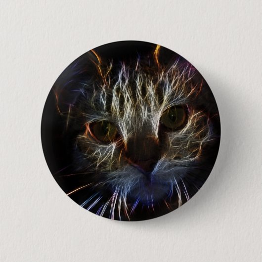 Badge Rond 5 Cm Hauning animal chat visage art, fait de lumière -  (Devant)