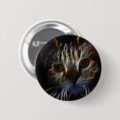 Badge Rond 5 Cm Hauning animal chat visage art, fait de lumière -  (Devant & derrière)