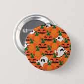 Badge Rond 5 Cm Haunted Halloween Citrouille Patch Ghosts (Devant & derrière)