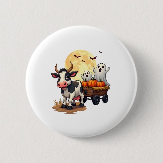 Badge Rond 5 Cm Haunted Hayride Cow (Devant)