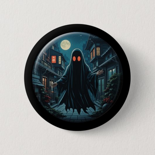 Badge Rond 5 Cm 'Haunting in the Shadows' - Le fantôme noir (Devant)