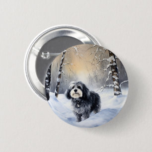 Badge Rond 5 Cm Havanais laissez-le neiger Noël