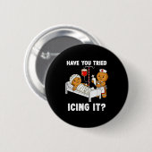 Badge Rond 5 Cm Have You Tried Icing It Christmas Icu Nurse Ginger (Devant & derrière)