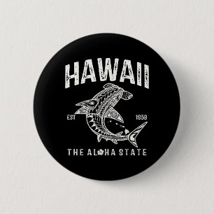 Badge Rond 5 Cm Hawaï Tribal Requin Aloha lynésien Plage Hawaïenne