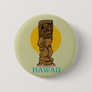 Badge Rond 5 Cm Hawaïen Tiki