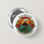 Badge Rond 5 Cm Hawaii: The Aloha State (Devant & derrière)